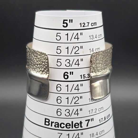 Artist Made Sterling Silver Half Textured & Half Polished Cuff Bracelet Size 6 - Picture 5 of 5